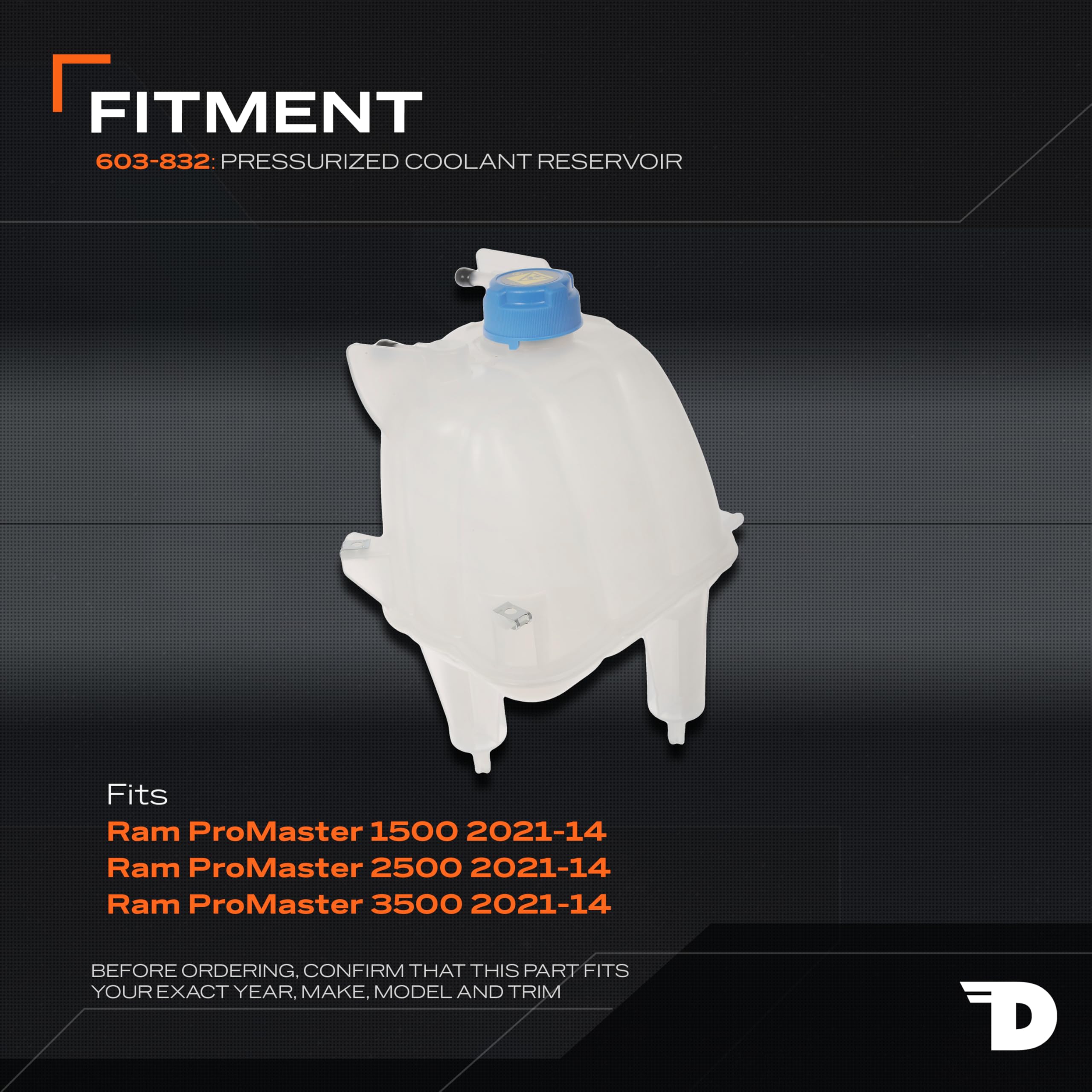 Dorman 603-832 Pressurized Coolant Reservoir with Cap Compatible with Select Ram Models - Image 3