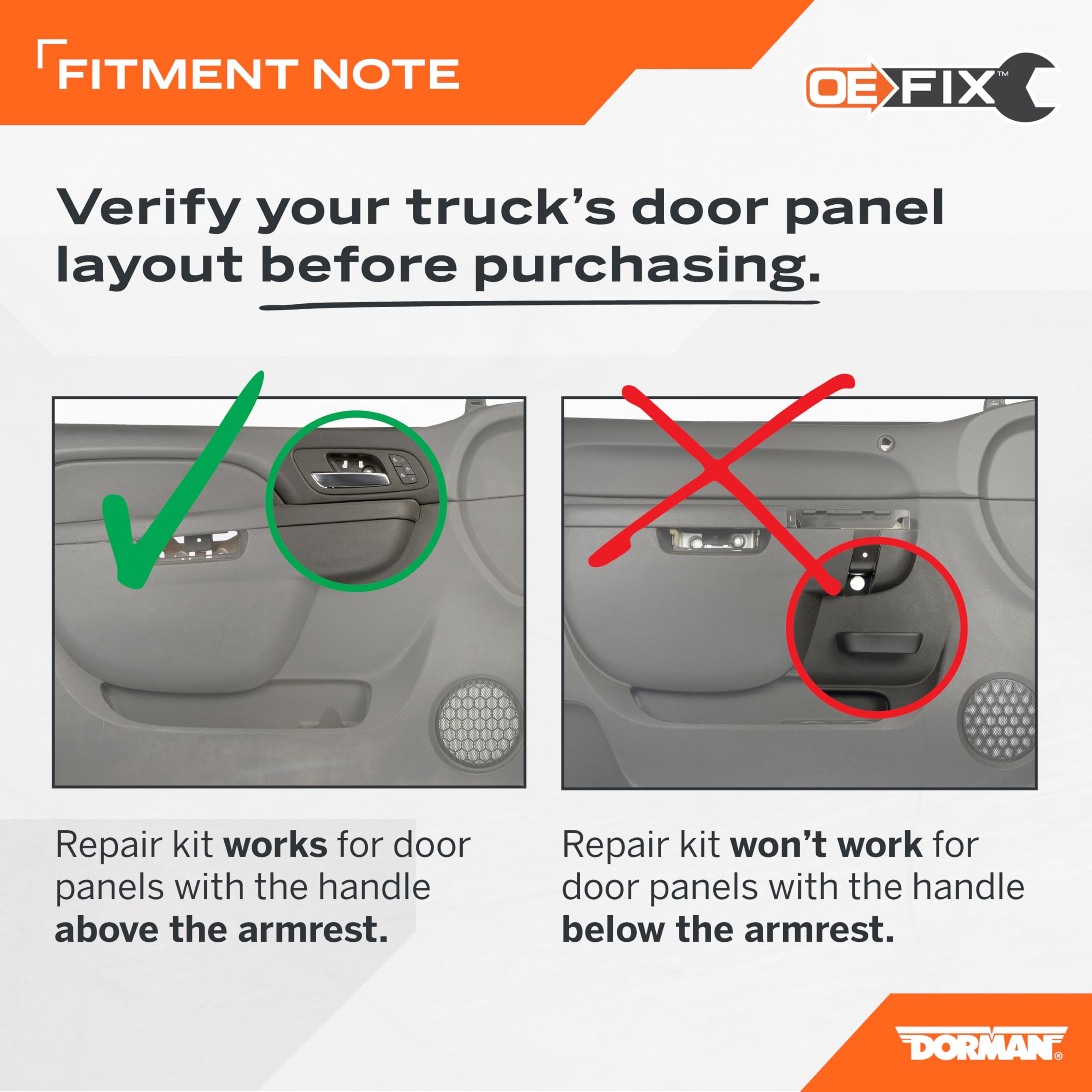 Dorman 80994 Patent Pending Front Driver Side Armrest Repair with door release handle above armrest (27 inch) Compatible with Select Chevrolet/GMC Models, Black (OE FIX) - Image 4
